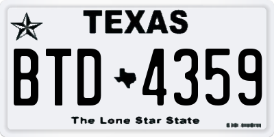 TX license plate BTD4359