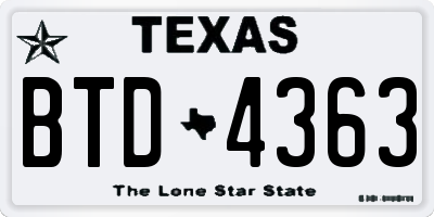 TX license plate BTD4363