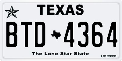 TX license plate BTD4364