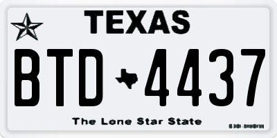 TX license plate BTD4437