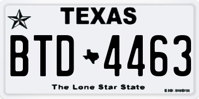 TX license plate BTD4463