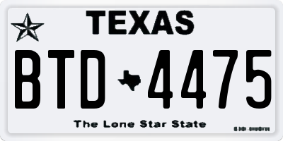 TX license plate BTD4475