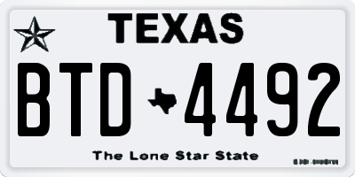 TX license plate BTD4492