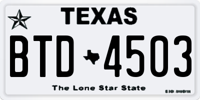 TX license plate BTD4503