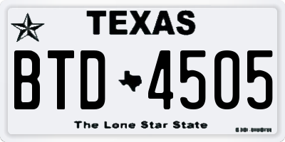 TX license plate BTD4505