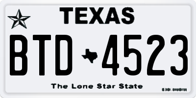 TX license plate BTD4523