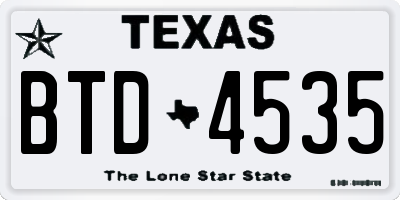 TX license plate BTD4535
