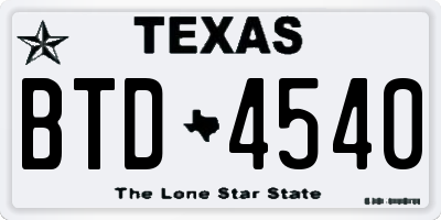 TX license plate BTD4540