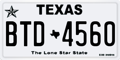 TX license plate BTD4560
