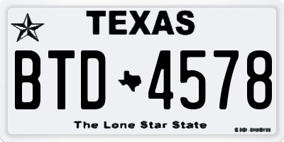 TX license plate BTD4578