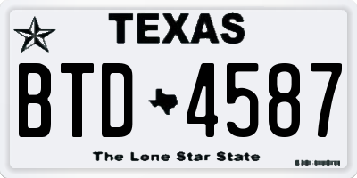 TX license plate BTD4587
