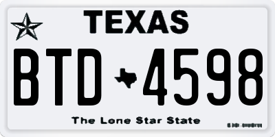 TX license plate BTD4598