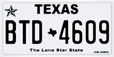 TX license plate BTD4609