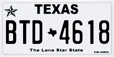 TX license plate BTD4618