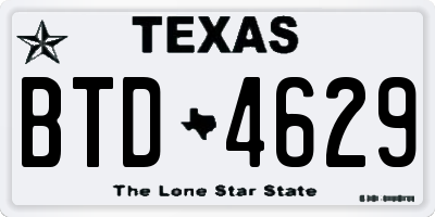 TX license plate BTD4629