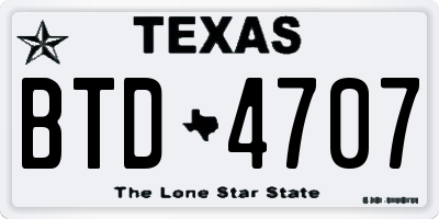 TX license plate BTD4707