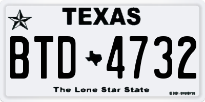TX license plate BTD4732