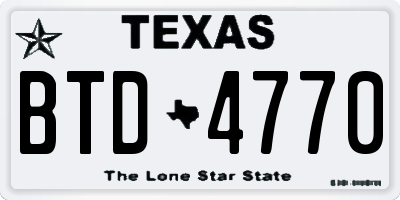 TX license plate BTD4770