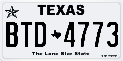 TX license plate BTD4773