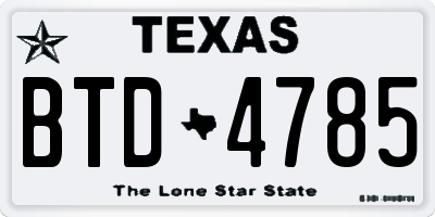 TX license plate BTD4785