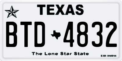 TX license plate BTD4832