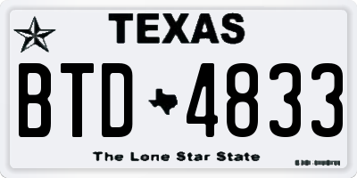 TX license plate BTD4833