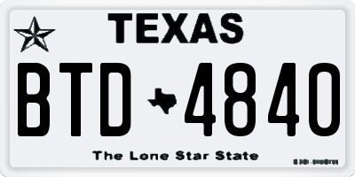 TX license plate BTD4840