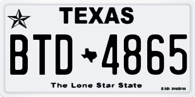 TX license plate BTD4865