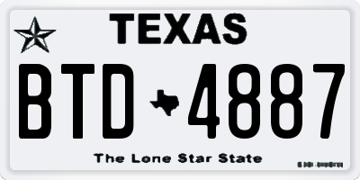 TX license plate BTD4887