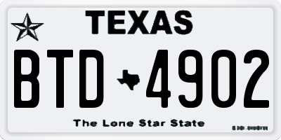 TX license plate BTD4902