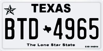 TX license plate BTD4965