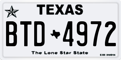 TX license plate BTD4972