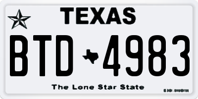 TX license plate BTD4983