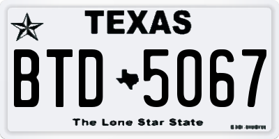 TX license plate BTD5067
