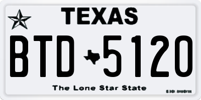 TX license plate BTD5120