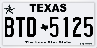 TX license plate BTD5125