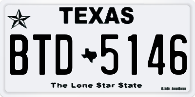 TX license plate BTD5146