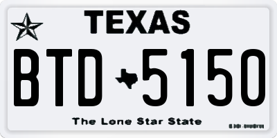 TX license plate BTD5150