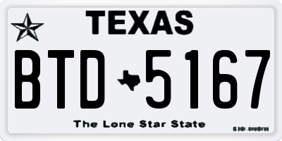 TX license plate BTD5167