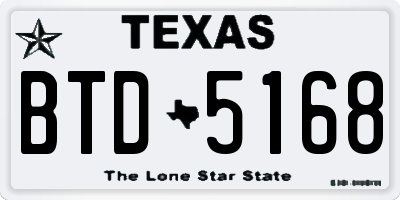 TX license plate BTD5168