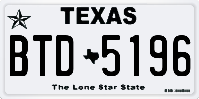 TX license plate BTD5196