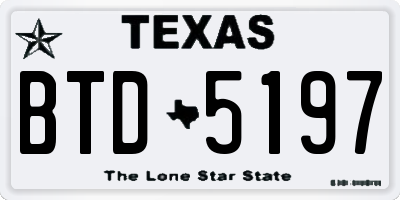 TX license plate BTD5197