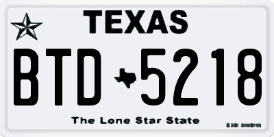 TX license plate BTD5218