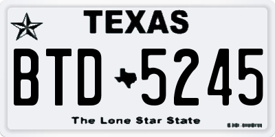 TX license plate BTD5245
