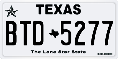 TX license plate BTD5277