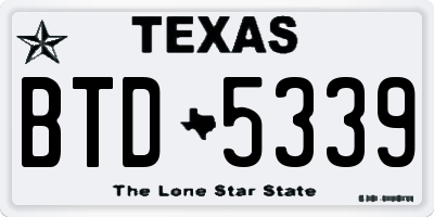 TX license plate BTD5339