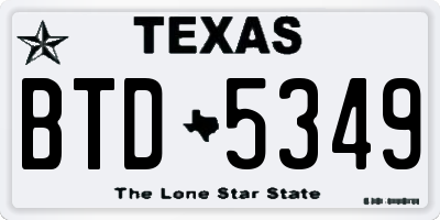 TX license plate BTD5349