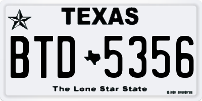 TX license plate BTD5356