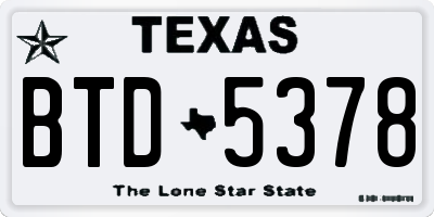 TX license plate BTD5378