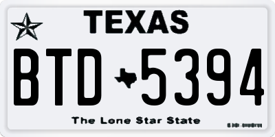 TX license plate BTD5394